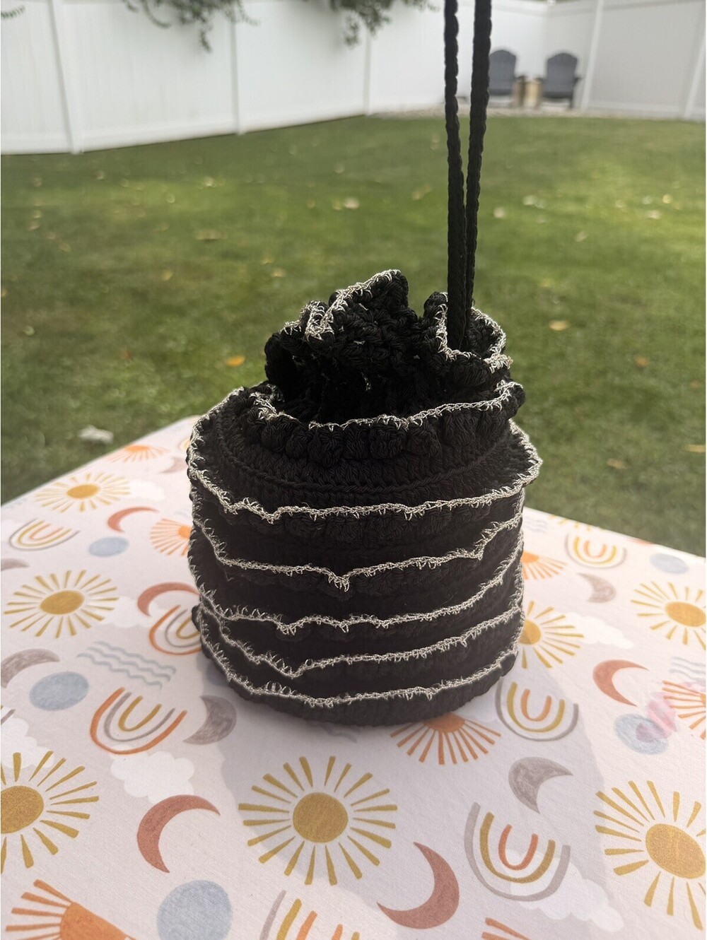VTG BLACK Crochet Pouch PURSE
